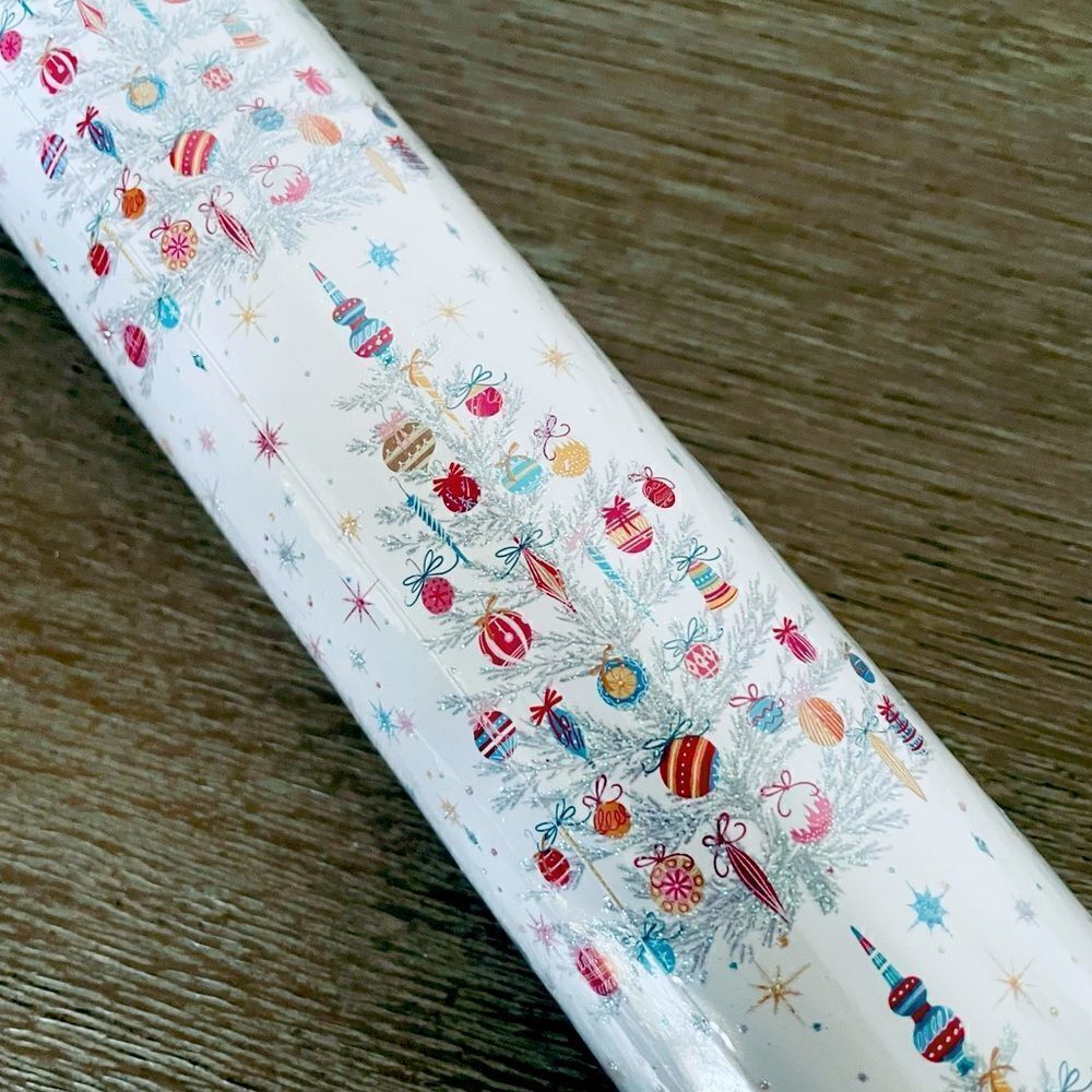 Vintage Glam Christmas Trees Ornaments Silver Multi Wrapping Paper Gift Wrap